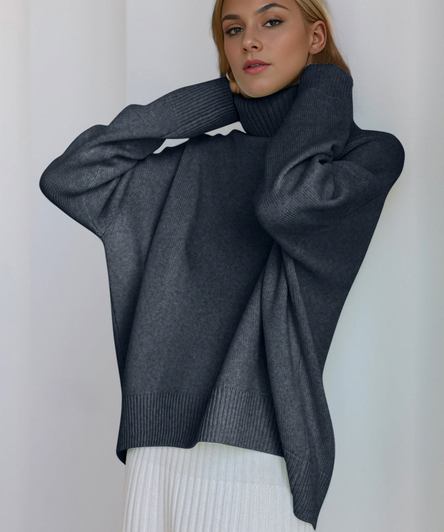 Basic Bae Turtleneck Dropped Shoulder Long Sleeve Sweater