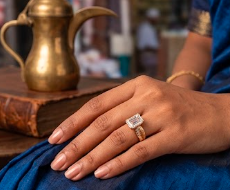 Clara wearing a diamond ring