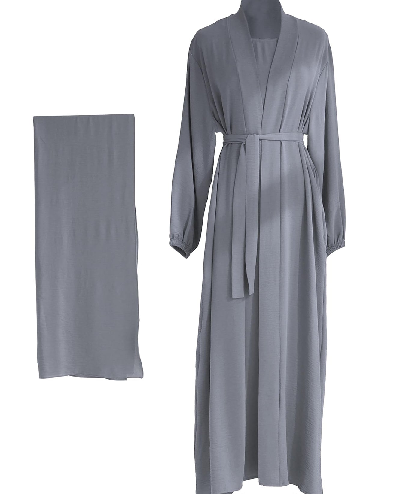 Womens Muslim Dress Three Pieces Set Islamic Prayer Abaya with Hijab Modest Long Sleeve Kaftan Robe