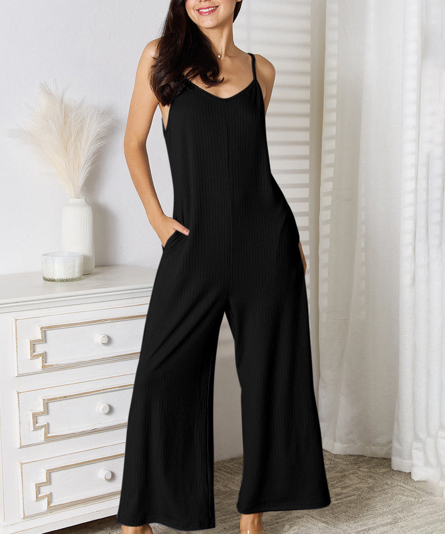 Basic Bae Full Size Spaghetti Strap V-Neck Jumpsuit