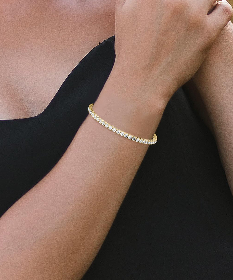 6.00 CTW AGI Certified Lab-Grown Diamond Tennis Bracelet in 14K Yellow or White Gold | G/VS Clarity