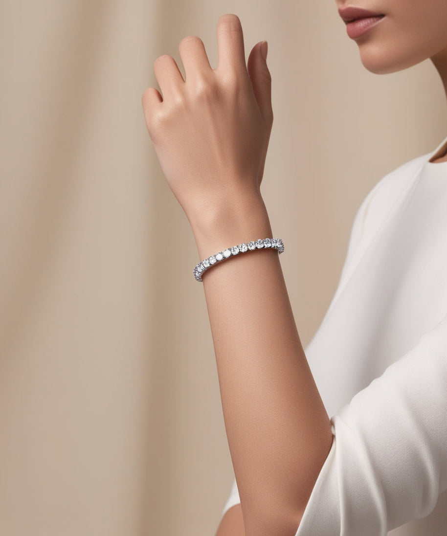6.00 CTW AGI Certified Lab-Grown Diamond Tennis Bracelet in 14K Yellow or White Gold | G/VS Clarity