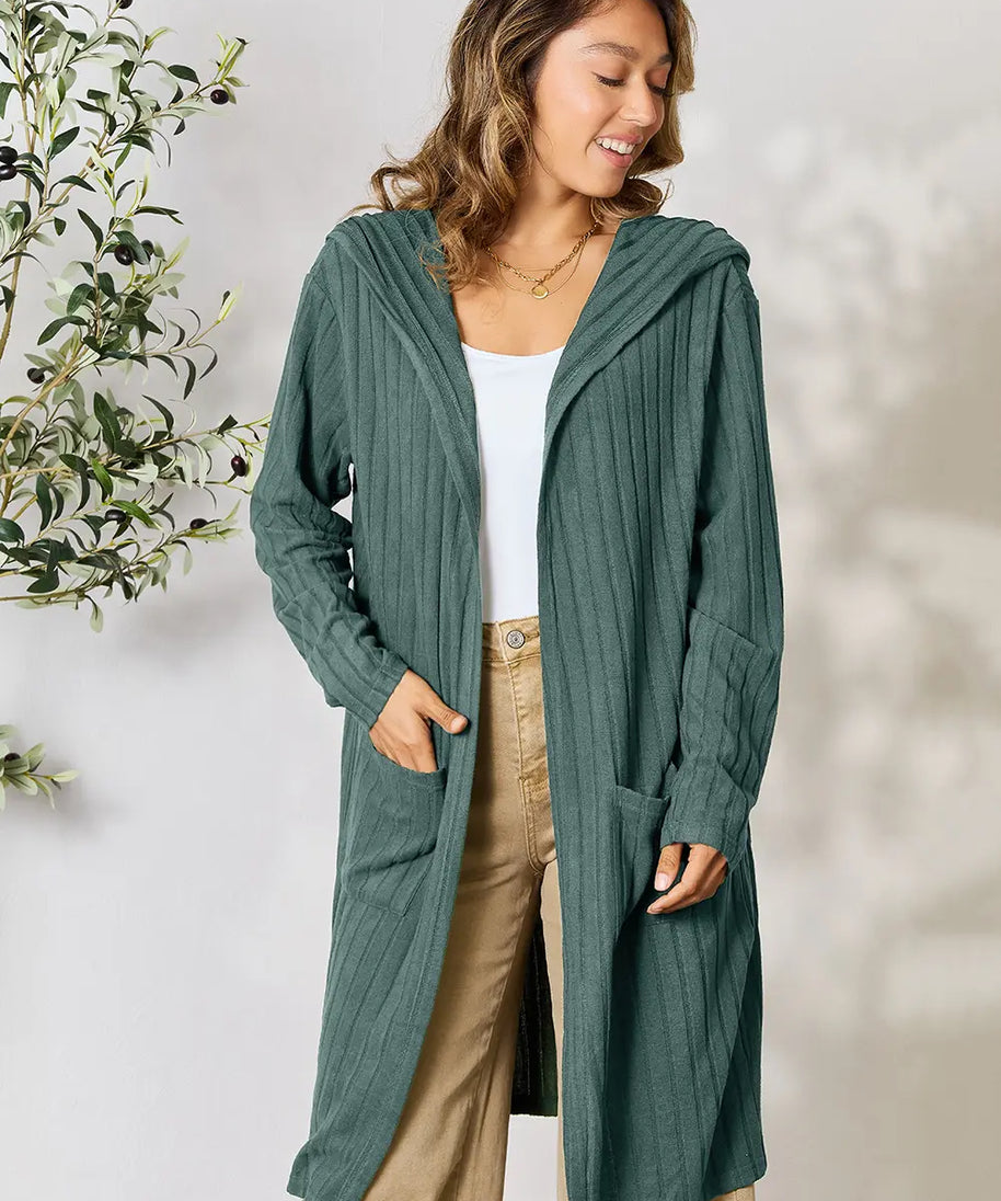 Basic Bae Full Size Hooded Sweater Cardigan