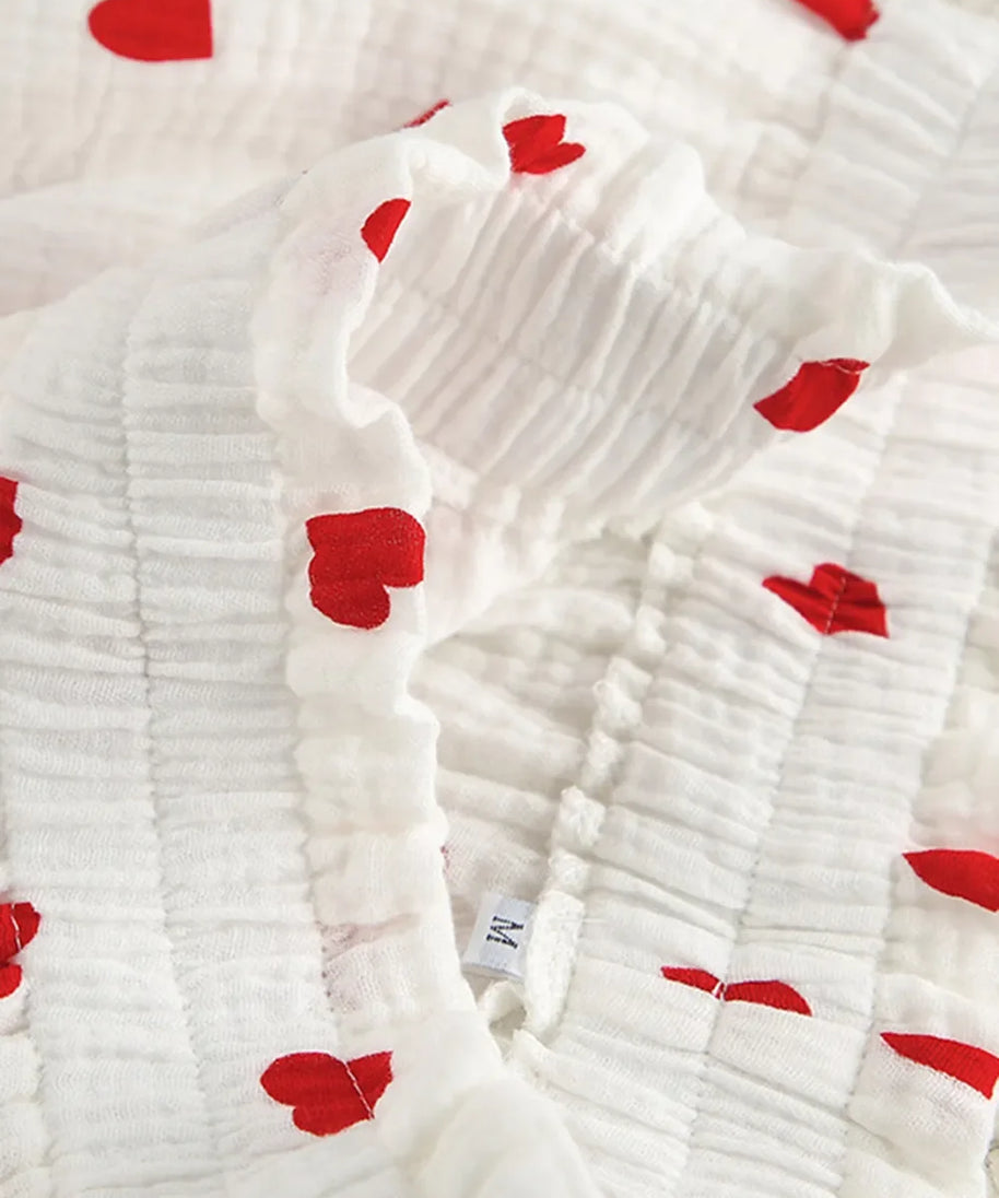 Basic Bae Heart Collared Neck Button Down Top and Shorts Set