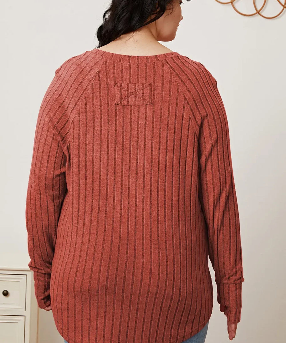 Basic Bae Full Size Ribbed Thumbhole Sleeve T-Shirt