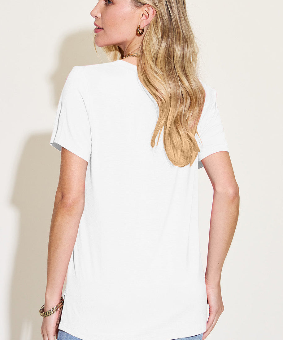 Basic Bae Bamboo Full Size V-Neck High-Low T-Shirt