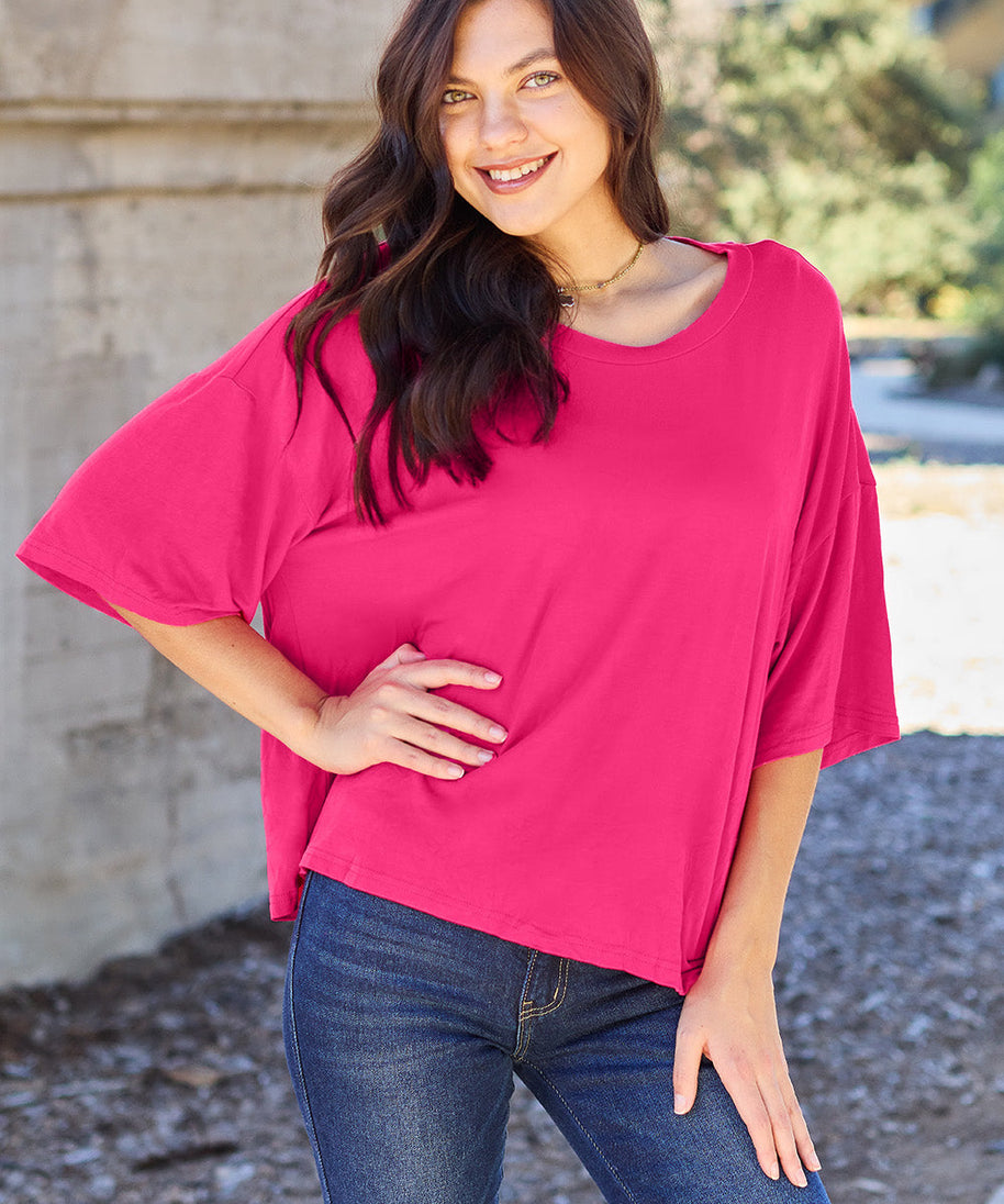 Basic Bae Full Size Round Neck Drop Shoulder T-Shirt