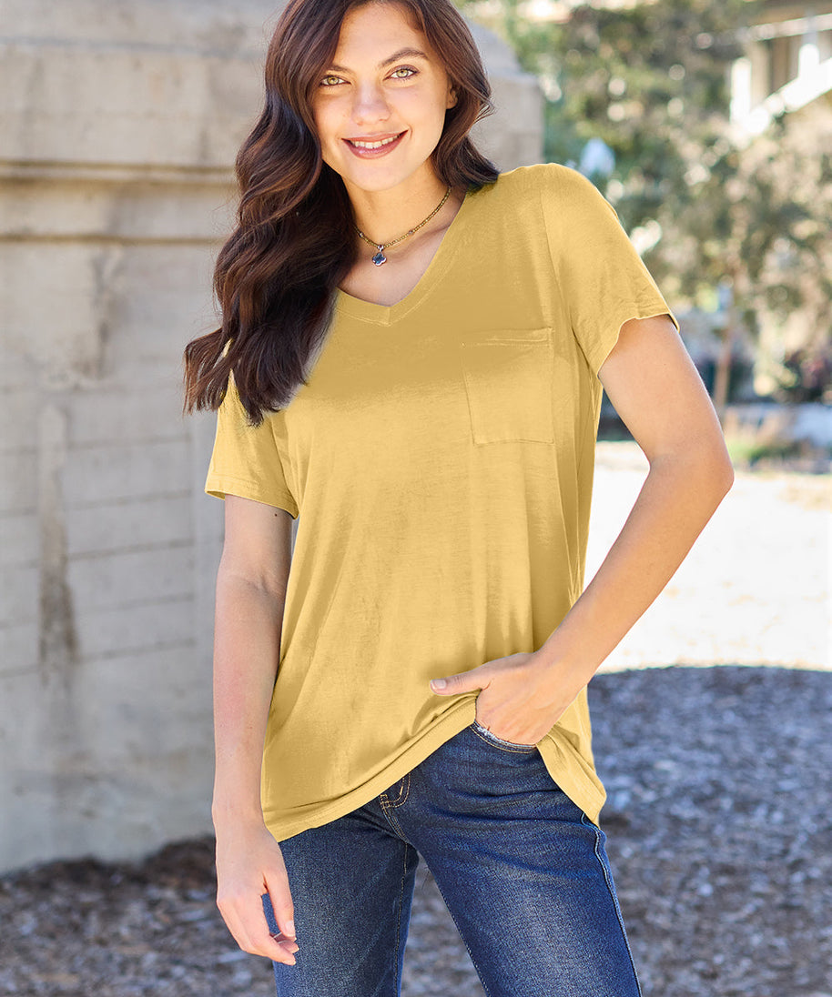 Basic Bae Bamboo Full Size  V-Neck Short Sleeve T-Shirt