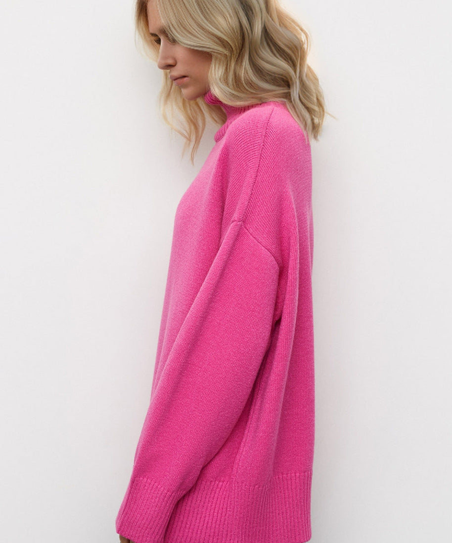 Basic Bae Turtleneck Dropped Shoulder Long Sleeve Sweater
