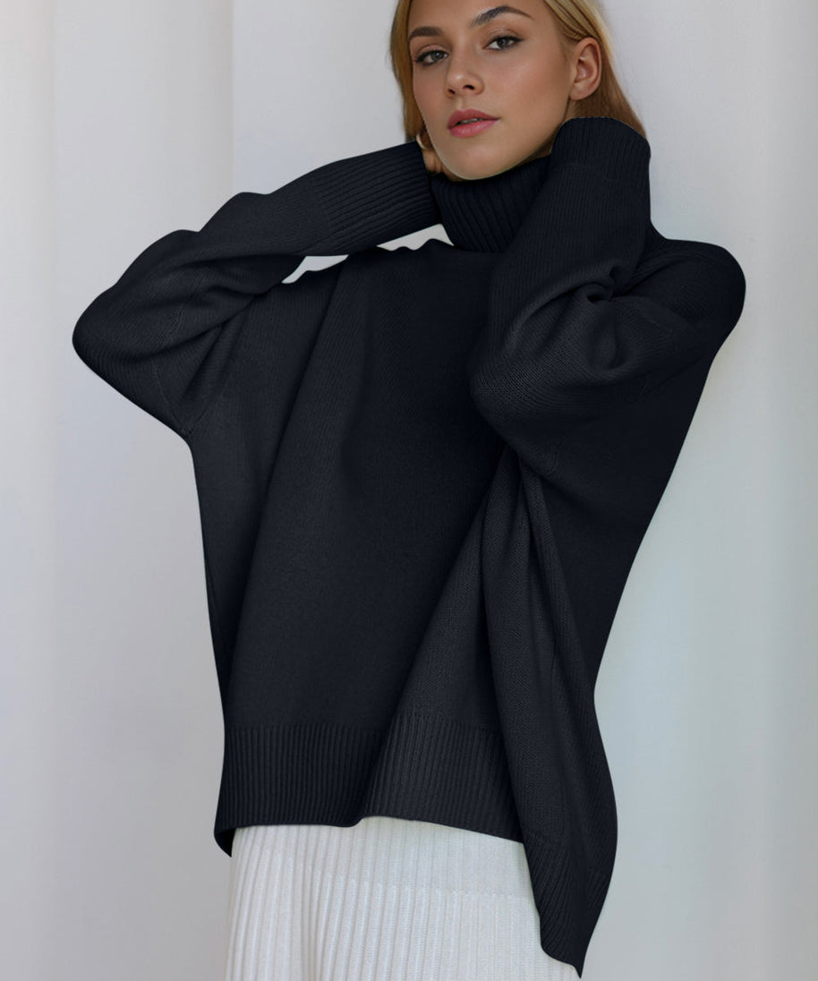 Basic Bae Turtleneck Dropped Shoulder Long Sleeve Sweater