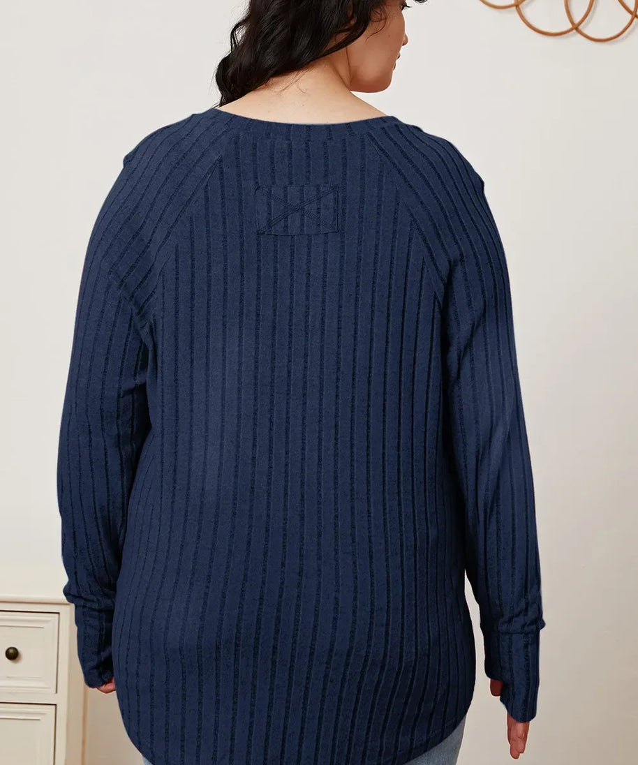 Basic Bae Full Size Ribbed Thumbhole Sleeve T-Shirt