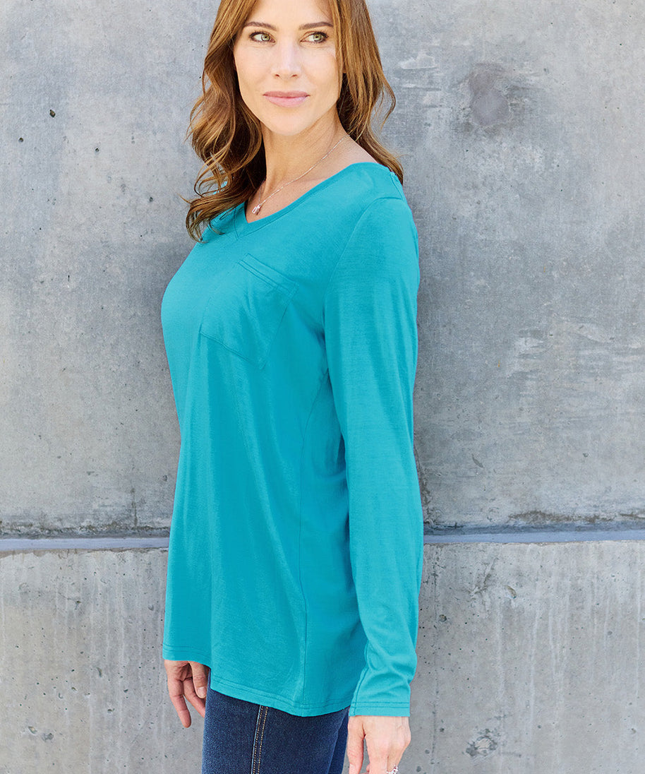 Basic Bae Full Size V-Neck Long Sleeve Top