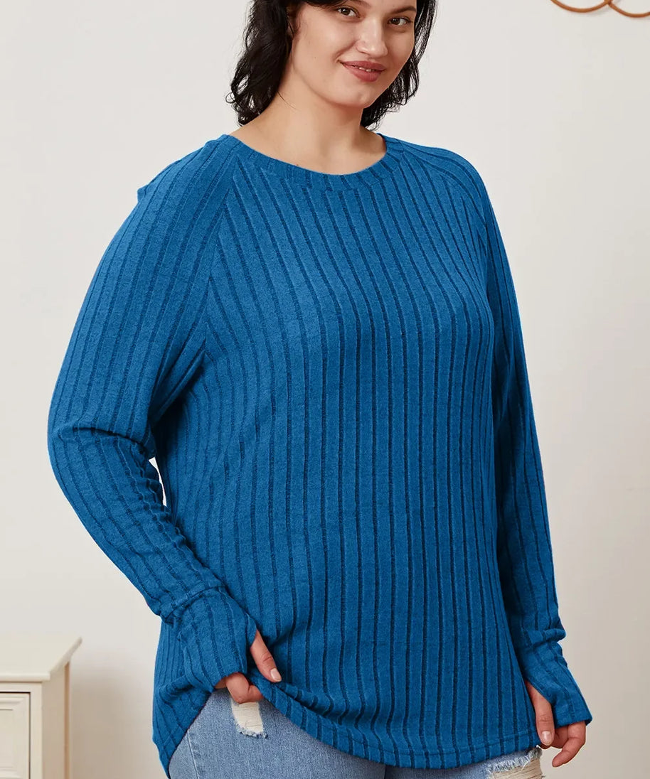 Basic Bae Full Size Ribbed Thumbhole Sleeve T-Shirt