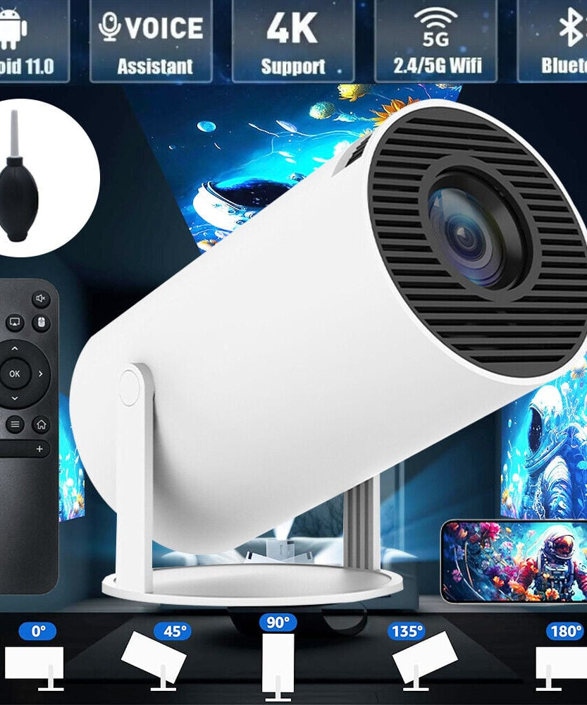 Smart LED Projector 4K Support | WiFi 6 Bluetooth 5.0 Android 11 | 130" Home Theater Projector