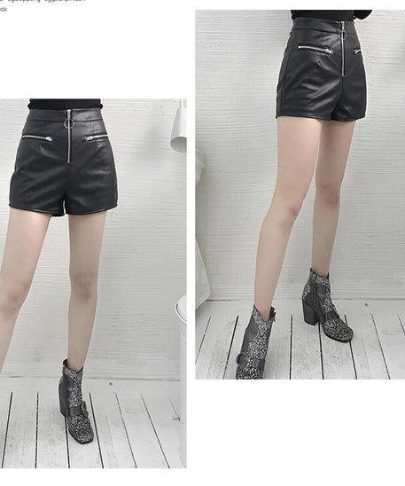 High-Waisted A-Line Loose Fit Wide-Leg Leather Pants