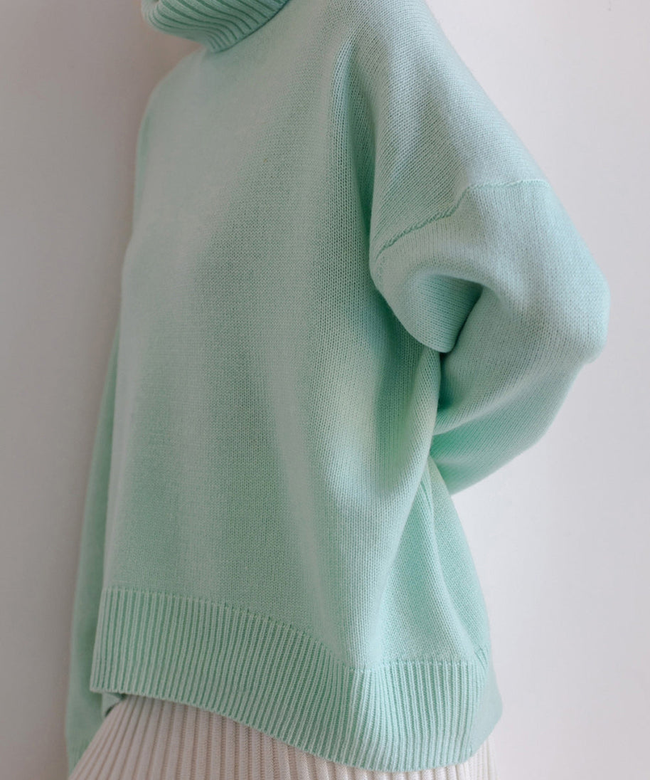Basic Bae Turtleneck Dropped Shoulder Long Sleeve Sweater