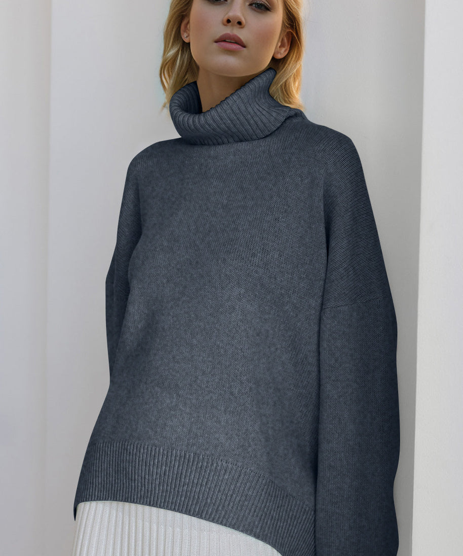 Basic Bae Turtleneck Dropped Shoulder Long Sleeve Sweater
