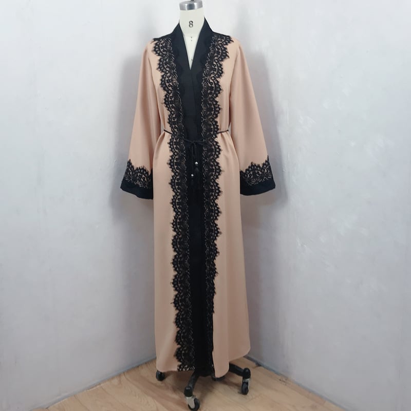 Muslim Women's Lace Dress and Cardigan Robe