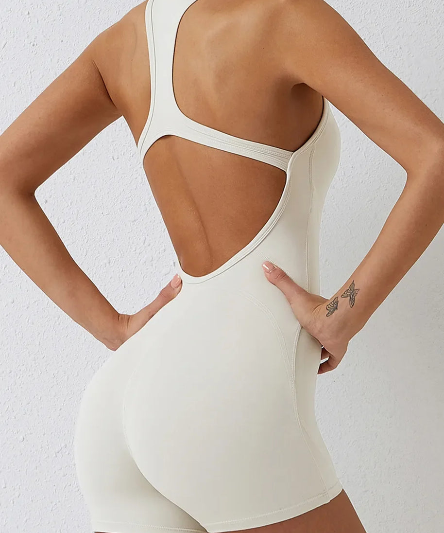 Basic Bae Cutout Racerback Sleeveless Active Romper