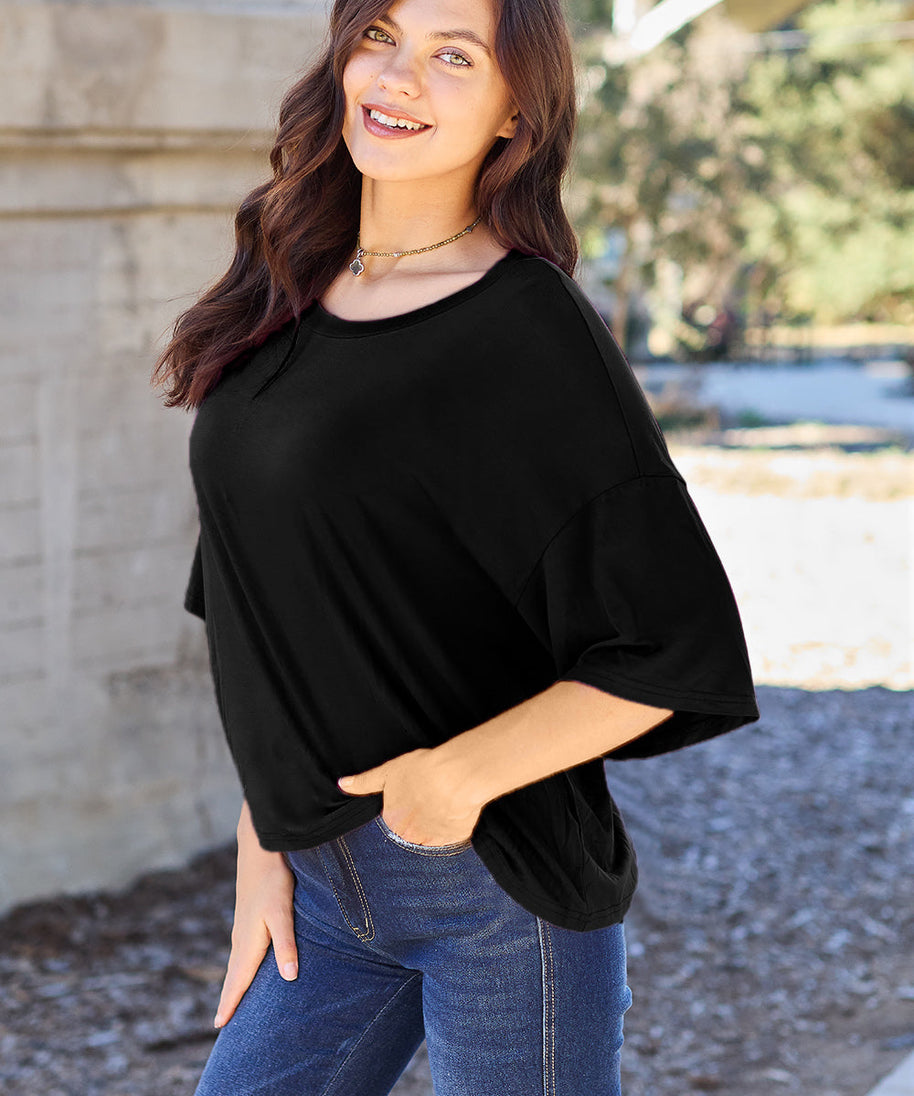 Basic Bae Bamboo Full Size Round Neck Drop Shoulder T-Shirt