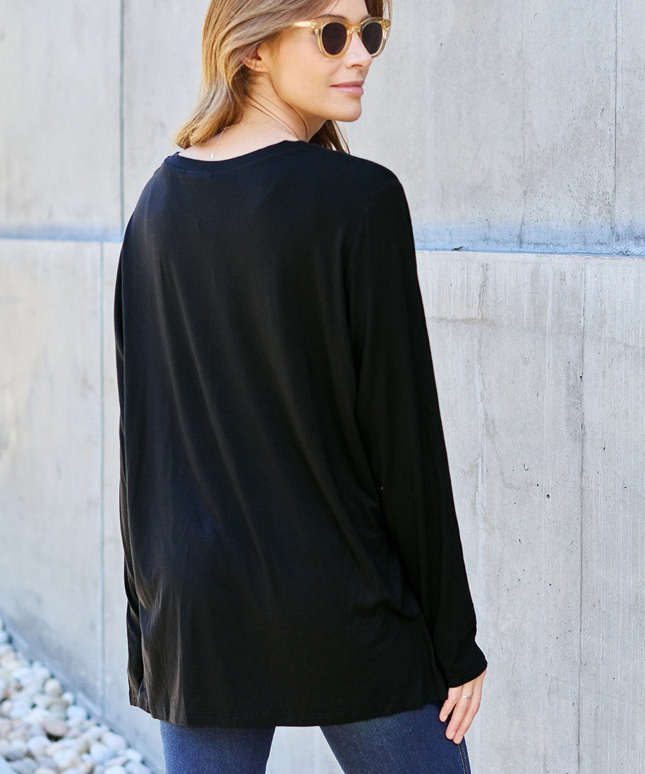 Basic Bae Full Size V-Neck Long Sleeve Top