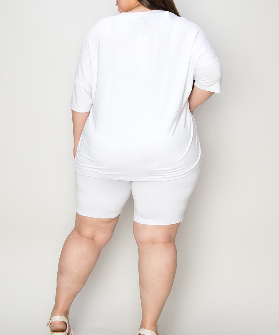 Basic Bae Bamboo Full Size  V-Neck Drop Shoulder T-Shirt and Shorts Set