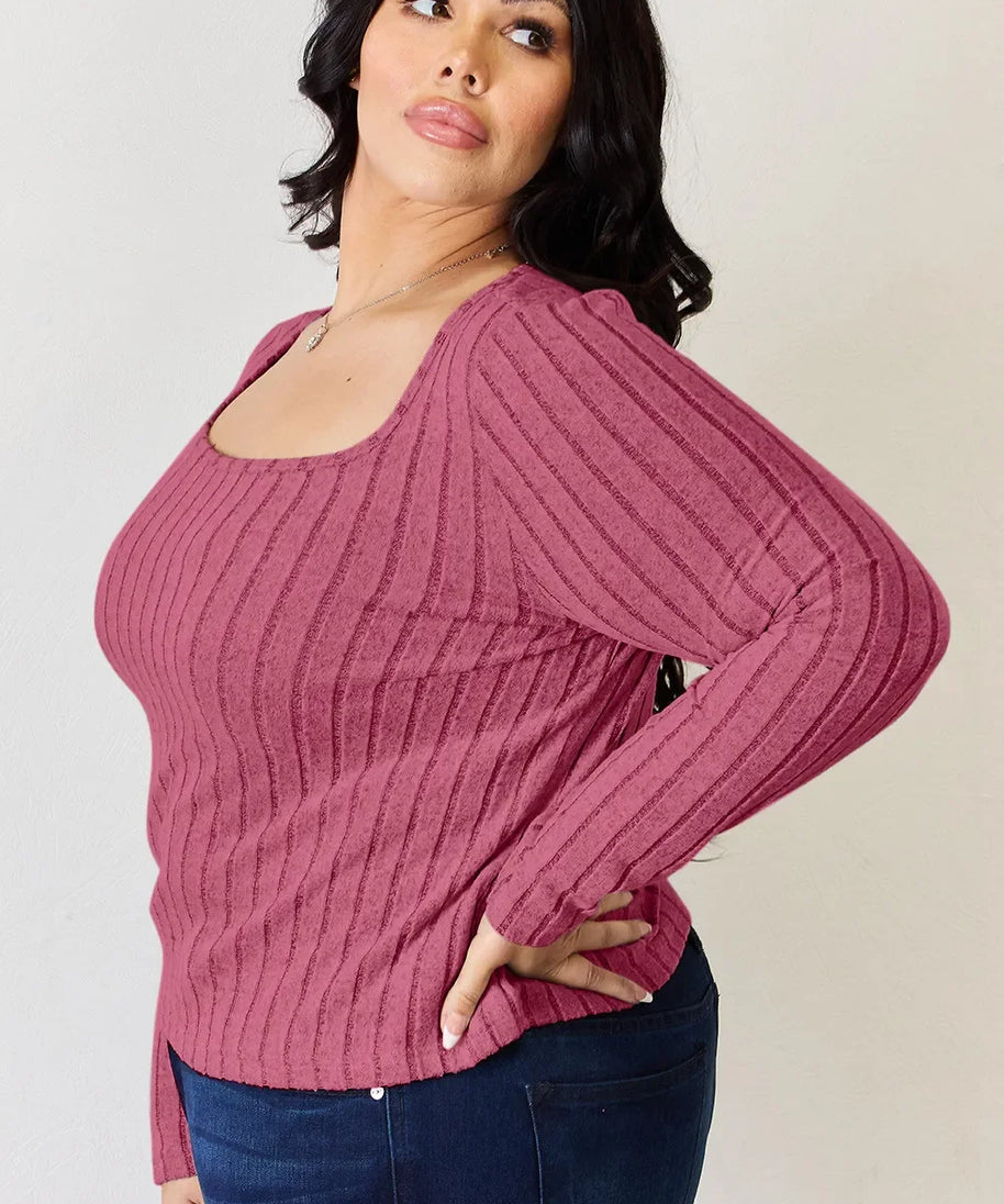 Basic Bae Full Size Ribbed Long Sleeve T-Shirt