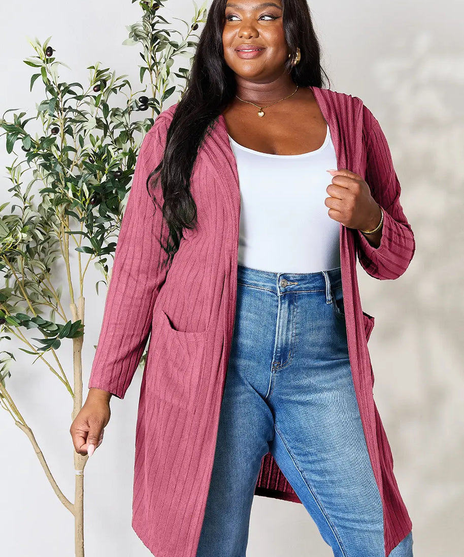 Basic Bae Full Size Hooded Sweater Cardigan