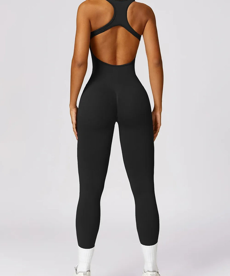 Basic Bae Sleeveless Cutout Racerback Active Jumpsuit