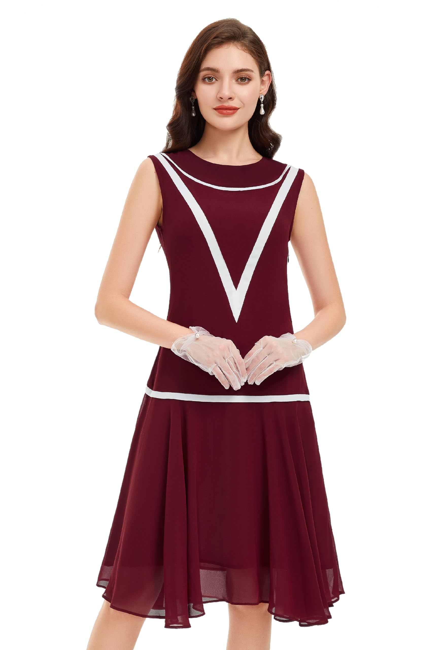 BABEYOND Women’s 1920s Inspired Dress - Flapper Dress Low-Waist Dress Sleeveless Party Chiffon Dress for Women