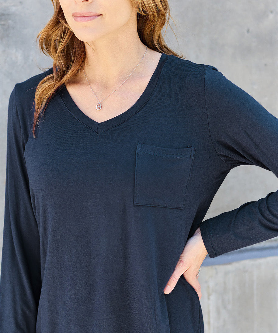 Basic Bae Full Size V-Neck Long Sleeve Top