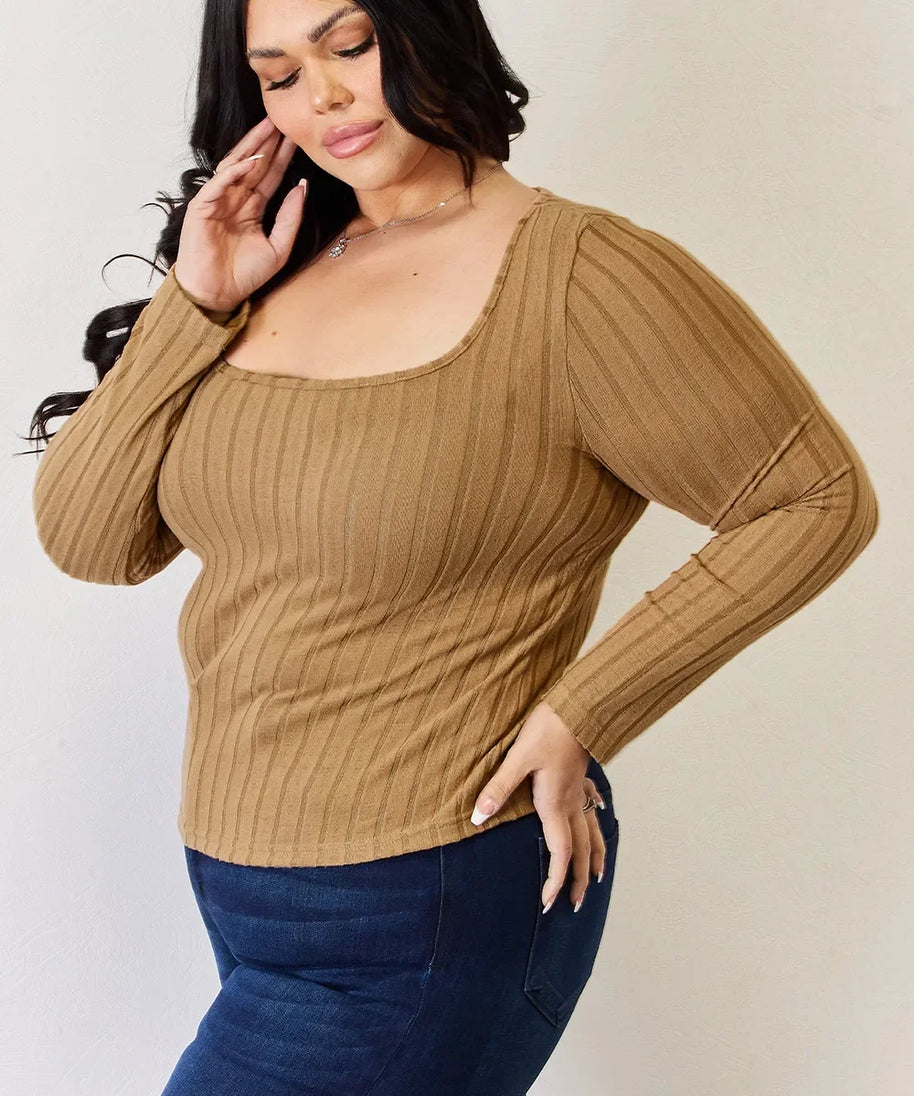 Basic Bae Full Size Ribbed Long Sleeve T-Shirt