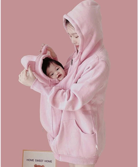 Manteau d'allaitement en peluche Kangourou Maman Bébé