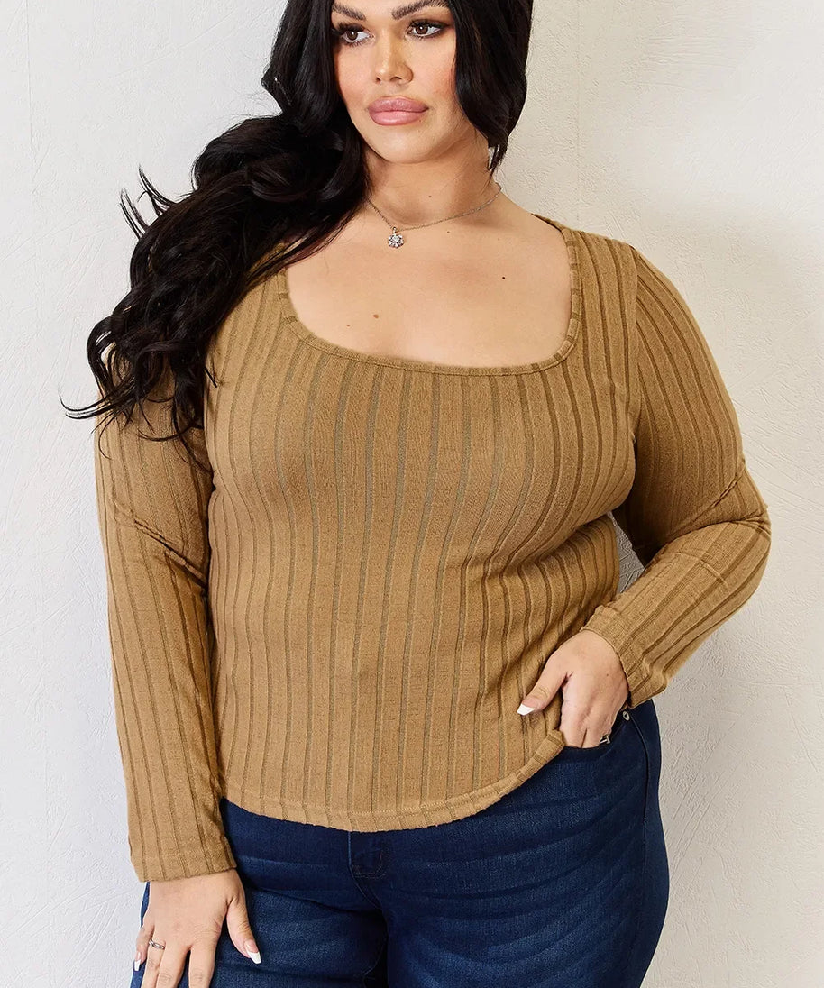 Basic Bae Full Size Ribbed Long Sleeve T-Shirt