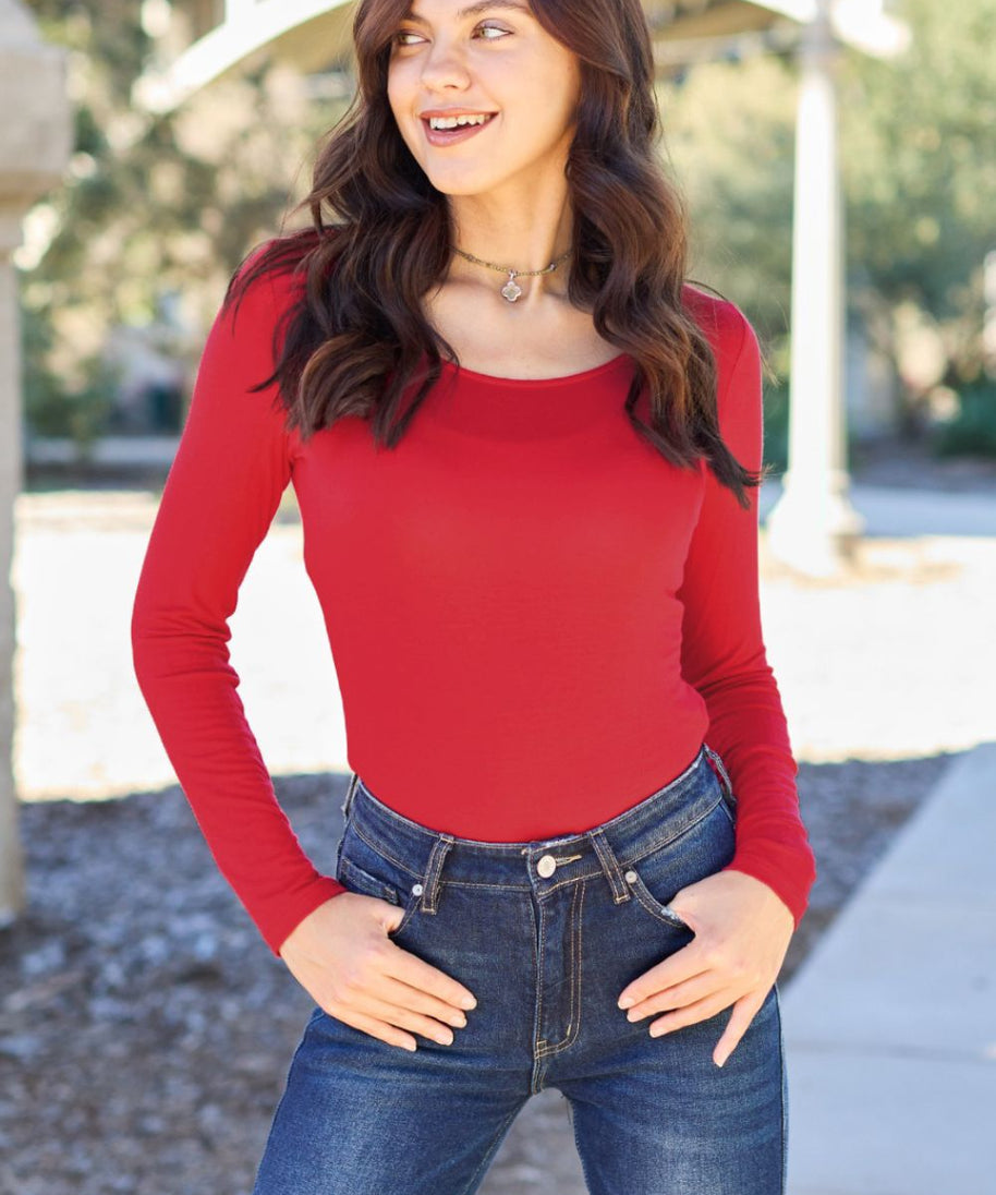 Basic Bae Full Size Round Neck Long Sleeve Bodysuit