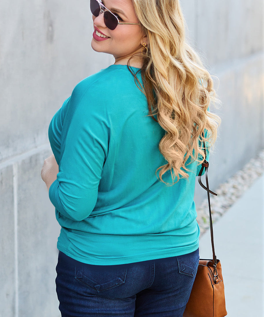 Basic Bae Full Size Round Neck Batwing Sleeve Top