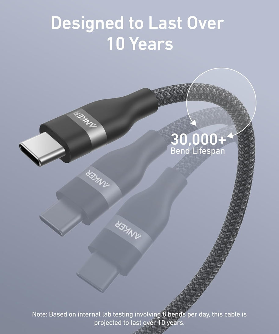 Anker USB-C to USB-C Cable (3 ft / 6 ft, 240W, Upcycled-Braided)