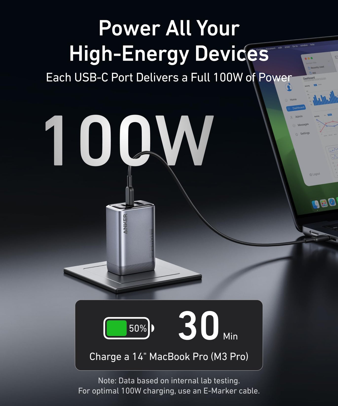 Anker Prime Charger (100W, 3 Ports, GaN)