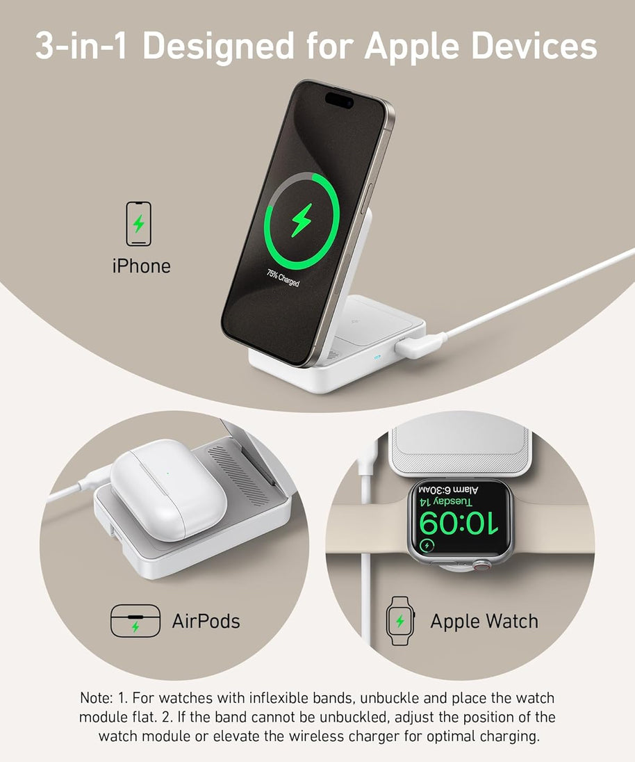 Anker MagGo Wireless Charging Station (Foldable 3-in-1)