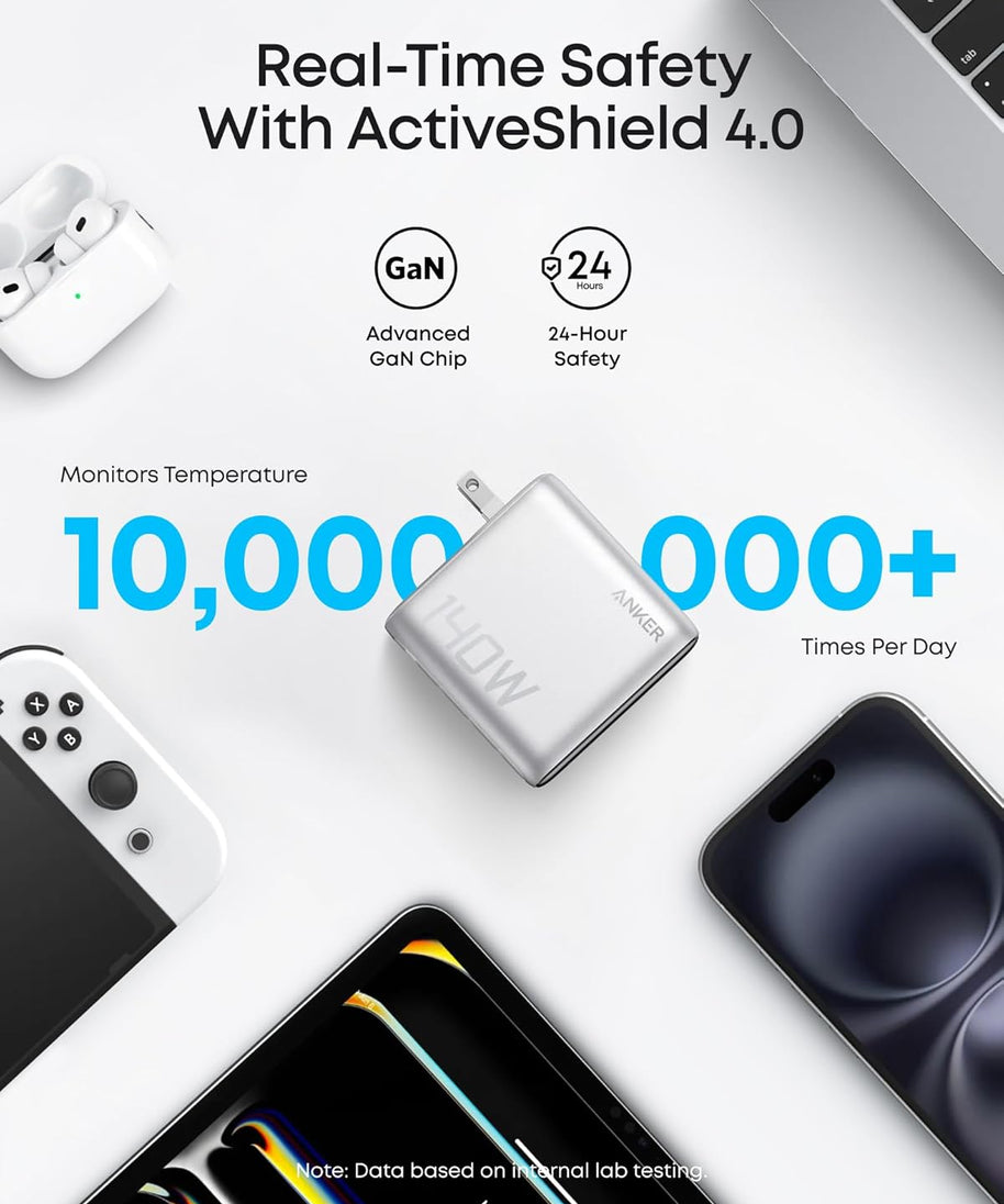 Anker Charger (140W, 4-Port, PD 3.1) with USB-C Cable