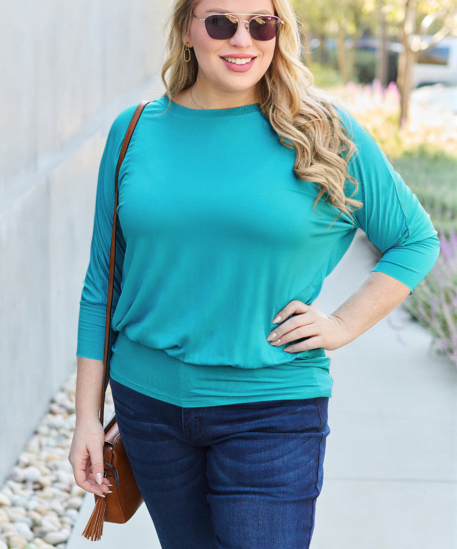 Basic Bae Full Size Round Neck Batwing Sleeve Top