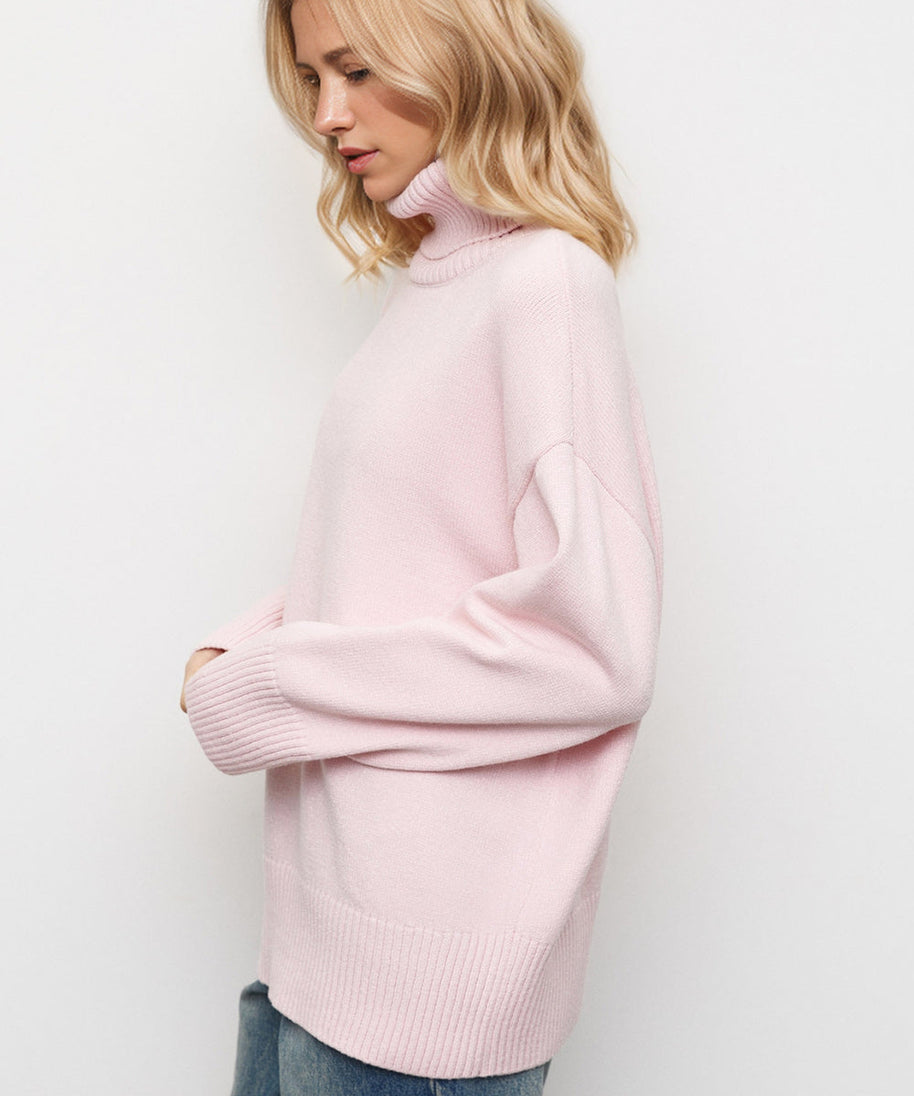 Basic Bae Turtleneck Dropped Shoulder Long Sleeve Sweater