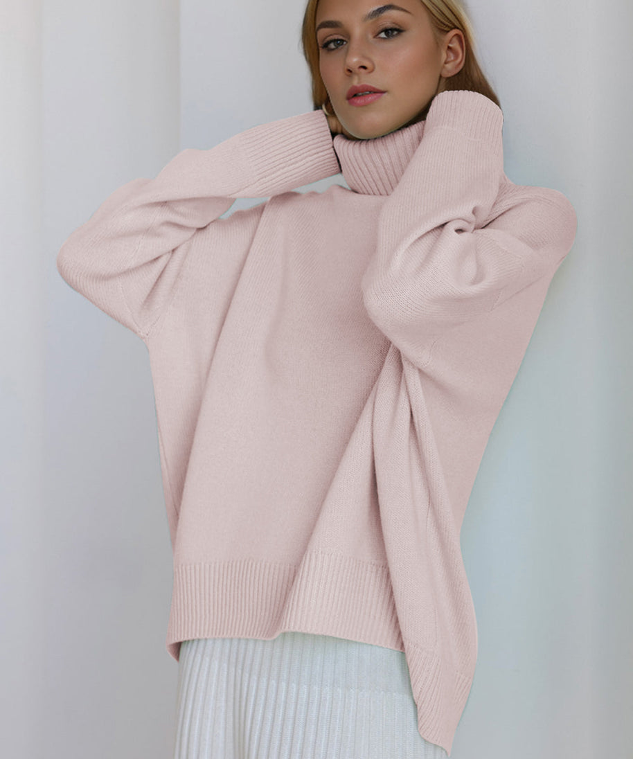 Basic Bae Turtleneck Dropped Shoulder Long Sleeve Sweater