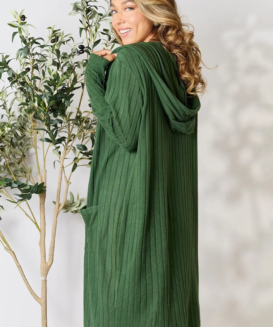 Basic Bae Full Size Hooded Sweater Cardigan