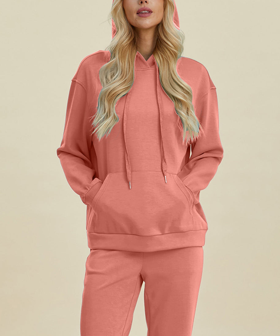 Basic Bae Full Size Air Scuba Drawstring Long Sleeve Hoodie with Kangaroo Pocket