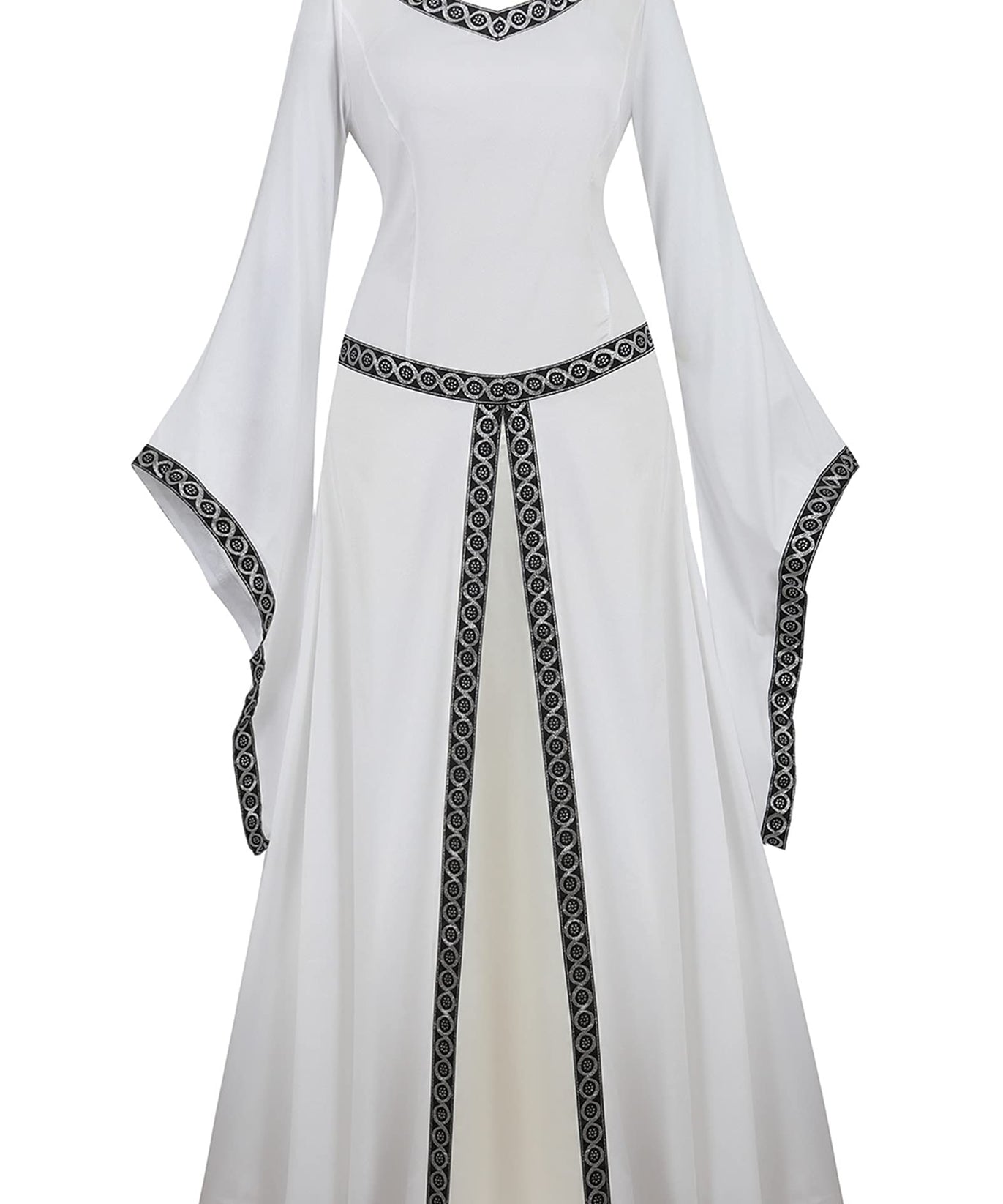 Renaissance Dress for Women Dress up Halloween Medieval Costume Faire Gothic Gown White S