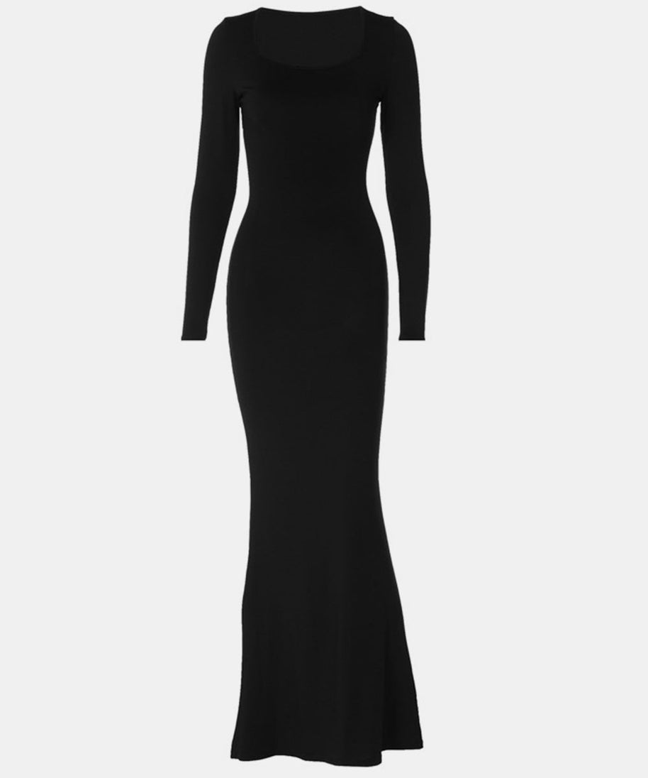 Basic Bae Built-In Shapewear Square Neck Long Sleeve Maxi Dress