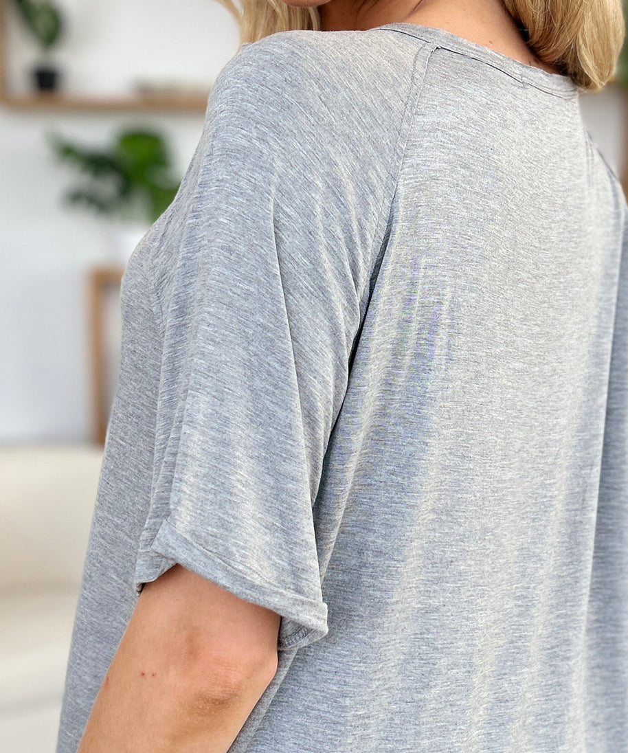 Basic Bae Full Size Bamboo Slit V-Neck Short Sleeve T-Shirt