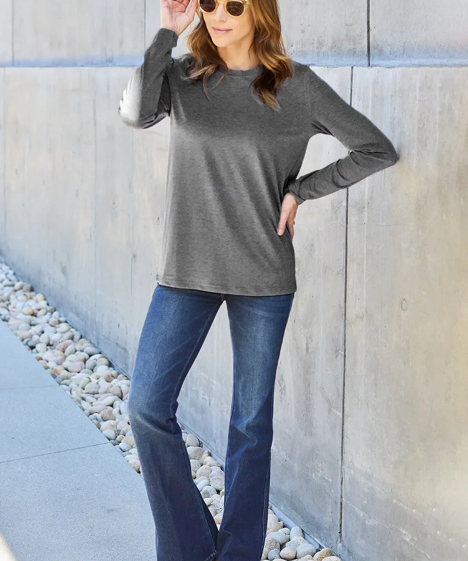 Basic Bae Full Size Round Neck Long Sleeve Top