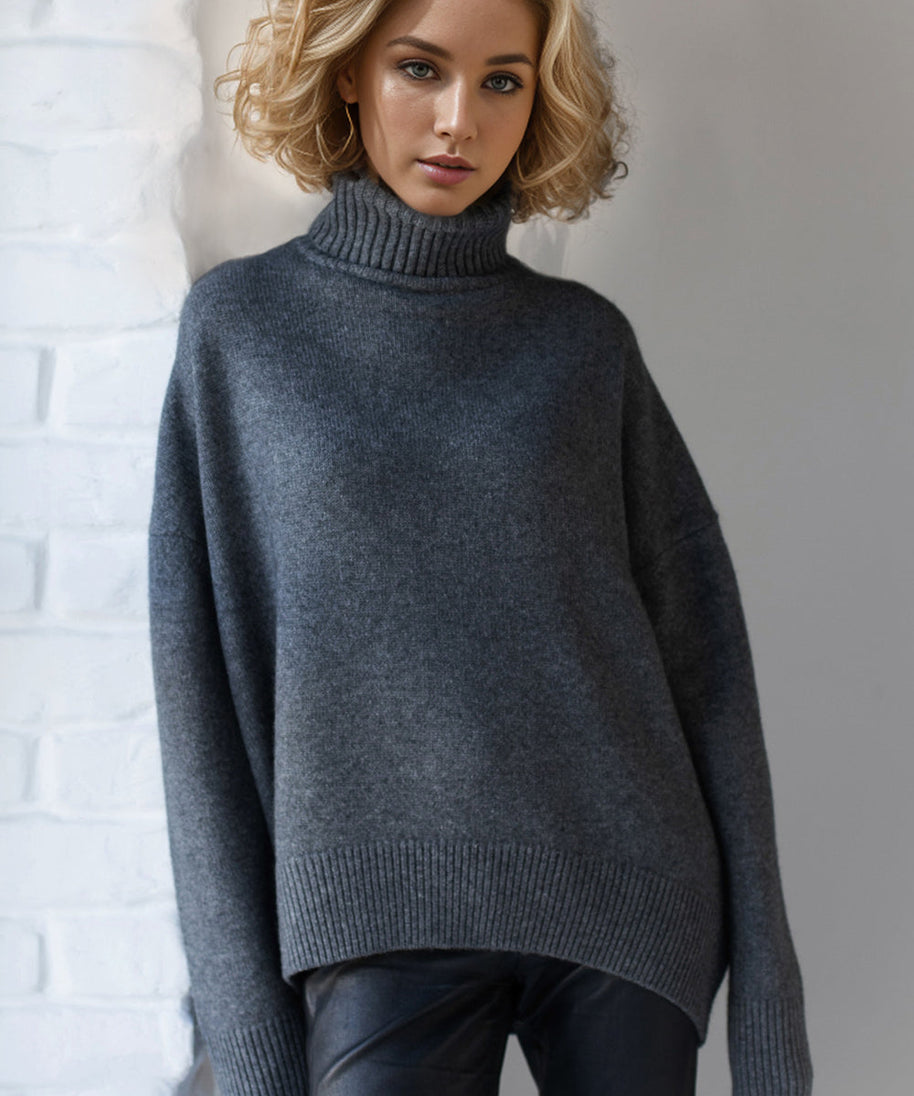 Basic Bae Turtleneck Dropped Shoulder Long Sleeve Sweater